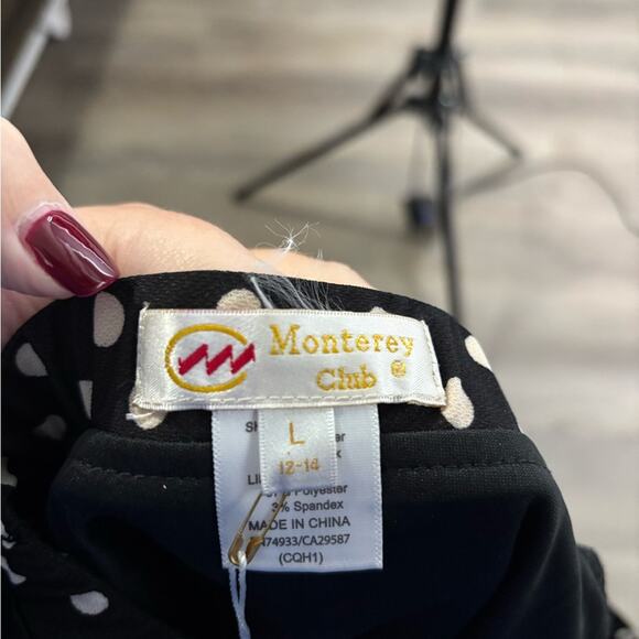 Monterey Club Black and White Polka Dot Pull On Skort With Pockets Size Large - Picture 5 of 6